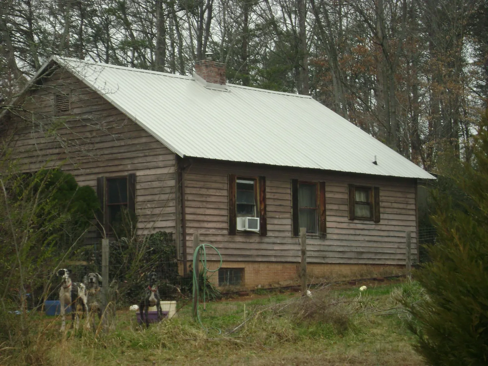 White metal roof on an old wood sided farmhouse, from a Asphalt Shingle Roof Repair job in Saucier